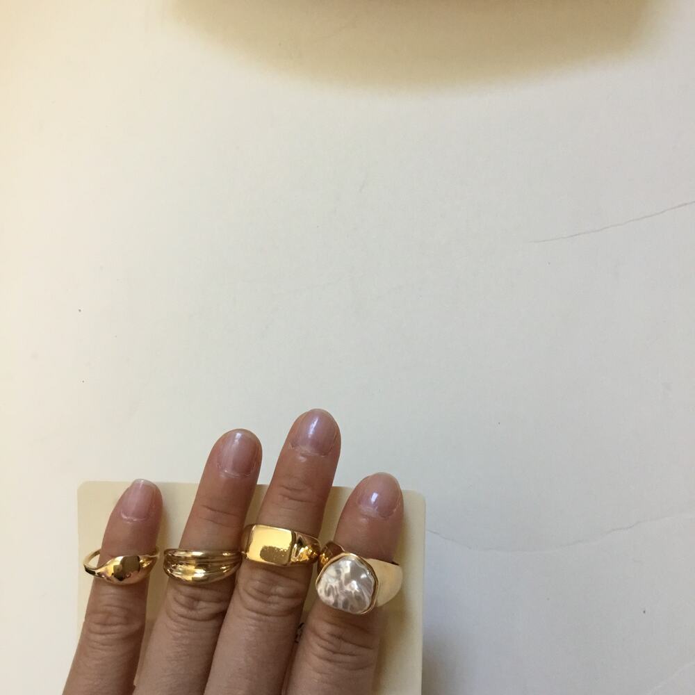Gold Metallic Pearl Ring Set - Set of 4 - Picture 6 of 7